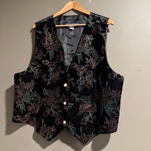 Maggie McNaughton Elegant Black Satin Floral Women's Vest Size 20W